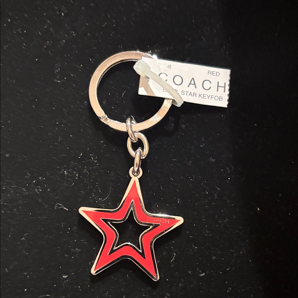 Coach Red and Black Star Key Fob Keychain